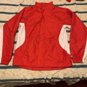 Champion Men's Red Windbreaker with White Panels